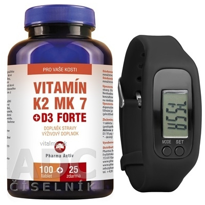 Pharma Activ Vitamín K2 MK 7 + D3 FORTE tbl 100+25 (125 ks) + Fitness náramok,