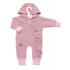 Teplákový overal s volánikom a kapucňou GIRL Baby Nellys púdrový