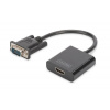 DIGITUS Převodník VGA na HDMI + zvuk (3,5 mm) Full HD (1080p), kabelový typ (15 cm), černý