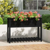 vidaXL Kvetináč s policou čierny 111,5x34,5x81 cm masívna borovica - Čierna - 60932-15844
