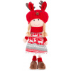 MagicHome Vianoce Dekorácia MagicHome Vianoce, Dievča s červeno-sivou čiapkou, 42 cm