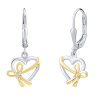 Stříbrné pozlacené náušnice srdce Marcelle s čirými Brilliance Zirconia - dámské i dětské FWE14813