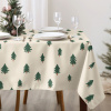 Goldea vianočný hranatý obrus z pevnej bavlny - stromčeky na režnom 120 x 180 cm