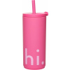 Cestovný hrnček Design Letters Hi so slamkou mäkká povrchová úprava 500 ml ružový