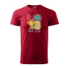 Sablio Tričko s potlačou Pineapple with pizza - červené 4XL