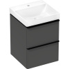 HANSGROHE Xelu Q závesná skrinka s umývadielkom (s otvorom/bez prepadu), 2 zásuvky, 500 x 495 x 695 mm, diamantová matná sivá, rukoväť matná čierna, 54369670