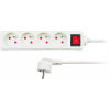 Solight predlžovací prívod, 4 zásuvky, biely, vypínač, 1,5m 8595092107444