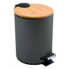 Siko Spirella pedálový odpadkový koš ADONIS tmavě šedá ocel bambusové víko 3 L 10.00003
