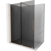 Mexen Velar, sprchová zástena s posuvnými dverami Walk-in 160 x 200 cm, 8mm šedé sklo, medená matná, 871-160-000-43-65