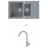 Alveus CADIT 70 SET kuchynský granit. dvojdrez so sifón. 79x50 + batéria ROXA Beton CADIT70G81+ROXA81