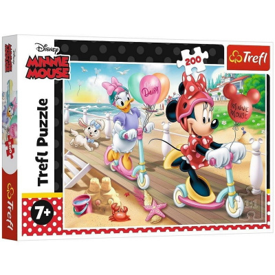 Trefl Puzzle Minnie: Deň na pláži, 200 dielikov