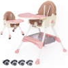 Detská stolička na kŕmenie, polohovateľná - pudrová ružová Pro-Tech KIDS 75236 DKYY5-3.(Pink)