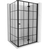 Mexen Mist-F T, 1-krídlový skladací sprchový kút pravý 70 x 110 cm, číre sklo-čierna mriežka, 8A6T-070-110-70-77-P