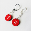 Červené kruhové náušnice z dreva s bielymi bodkami a uzatvárateľnými háčikmi (Drevené náušnice malé červené kruhys bielymi bodkami)