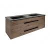 Sat Koupelnová skříňka s černou úchytkou a umyvadlem Cube Way 120x53x46 cm dub Wellington mat CUBE46C1202DWMODC