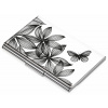 #CDC10-A152 Troika BLACK FLOWERS Ploché puzdro na 11 vizitiek, bielo-čierne, motív kvetov