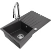 Mexen Cesar, 1-komorový granitový drez 775x470x190 mm a drezová batéria Elia, čierna škvrnitá, 6514-76-670101-00