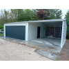 Plechová moderná garáž ELEGANT 5,8x6m + 4x6m prístrešok