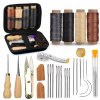 Remeselná súprava na šitie kože, nite, puzdro, 28 ks