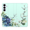 Flip pouzdro iSaprio - Samsung Galaxy S25 FE - Blue Flowers s kapsičkami na karty (Flipové knížkové pouzdro, obal, kryt iSaprio s přihrádkami na karty a motivem)