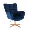 LuxuryForm DESIGN Kozmetické kreslo AURORA VELUR na zlatom kríži - modré
