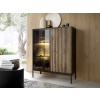 Vitrína s osvetlením Sento - čierny grafit/dub wotan