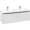 VILLEROY & BOCH Subway 3.0 závesná skrinka pod dvojumývadlo, 2 zásuvky, s LED osvetlením, 1272 x 478 x 429 mm, Brilliant White, C567L1VE