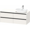 DURAVIT Ketho 2 závesná skrinka pod umývadlo na dosku (umývadlo vpravo), 4 zásuvky, 1400 x 550 x 568 mm, biela super matná, K24898R84840000