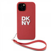 Zadný kryt DKNY PU Leather Stack Logo Wrist Strap pre iPhone 13 Pink