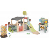 Set hracie centrum a hracia stena Multisport Fun Center Smoby so 150 cm šmykľavkou a kuchynka pre záhradníkov