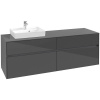 VILLEROY & BOCH Collaro závesná skrinka pod umývadlo na dosku (umývadlo vľavo), 4 zásuvky, 1600 x 500 x 548 mm, Glossy Grey, C07800FP