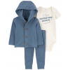 CARTERS CARTER'S Set 3dielny mikina, body kr. rukáv, tepláky Blue Adventure chlapec 3m/ veľ. 62