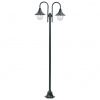 vidaXL Záhradná stĺpová lampa E27 220 cm hliník 2-lampáše tmavozelená