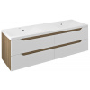 WAVE dvojumývadlová skrinka 149,7x50x47,8cm, biela/dub cuneo WA150-3025