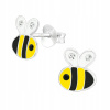Strieborné smaltované náušnice včielka čmeliak (Strieborné smaltované náušnice včielka čmeliak)
