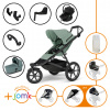 Set 11v1 Thule Urban Glide 3 Mist Green s magnetickou sponou + madlo + vanička Mid blue + príslušenstvo JOMK + autosedačka Thule Maple Black s ISOFIX základňou Thule Alfi a adaptéry