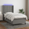 vidaXL Posteľ boxsping s matracom a LED tmavosivá 100x200 cm látka 3138614