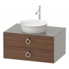 DURAVIT White Tulip závesná skrinka pod umývadlo na dosku, 2 zásuvky, 800 x 550 x 408 mm, americký orech masív/kameňovo šedá matná, WT499007792