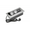GTV Zásuvkový set strieborný 2x230V + 2xUSB + kábel - AE-PBU2GU-53
