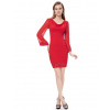 Červené koktejlové šaty s dlouhými rukávy