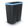 PROSPERPLAST Odpadkový kôš COMPACTA Q DUO čierny so svetlo modrým vekom, objem 45l