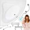 Rohová vaňa Mia 130x130 Besco, sifón, chróm, nohy, uterák