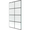 Mexen Next, vaňová zástena 1-krídlová 100 x 150 cm, fixné krídlo, 6 mm číre sklo s čiernym vzorom, biely profil, 895-100-000-00-77-20