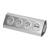 Povrchová rohová zásuvka ORNO VIRONE FS-3, 3x 230V, 2xUSB, nerez