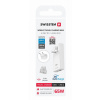 Adaptér Swissten GaN USB-C + USB-A 65W vymeniteľné zástrčky (US, EU, UK) biely