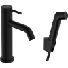 HANSGROHE Tecturis S páková umývadlová batéria s bidetovou sprškou a sprchovou hadicou 160 cm, s odtokovou súpravou Push-Open, výška výtoku 105 mm, matná čierna, 73211670