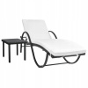 Záhradné lehátko - Deckchair s vankúšom a stolom, polystan, čierna (Deckchair s vankúšom a stolom, polystan, čierna)