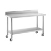 Nerezový stôl s kolieskami - PREMIUM - 60 x 150 cm - 160 kg - stojan - Royal Catering RCAT-150/60-WS