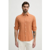 Ľanová košeľa Pepe Jeans ARNAU pánska, oranžová farba, regular, s klasickým golierom, PM308844 M