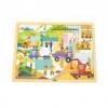 Drevené puzzle 48 dielikov Viga Stavebné stroje Multicolor